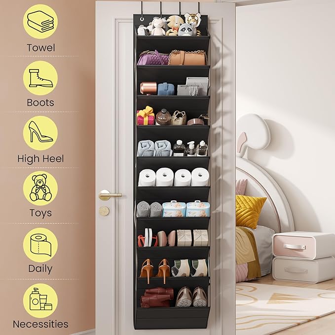 20-25 Pairs Over the Door Shoe Organizer, Black