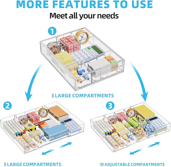 Acrylic Expandable Drawer Organizer, Makeup & Vanity