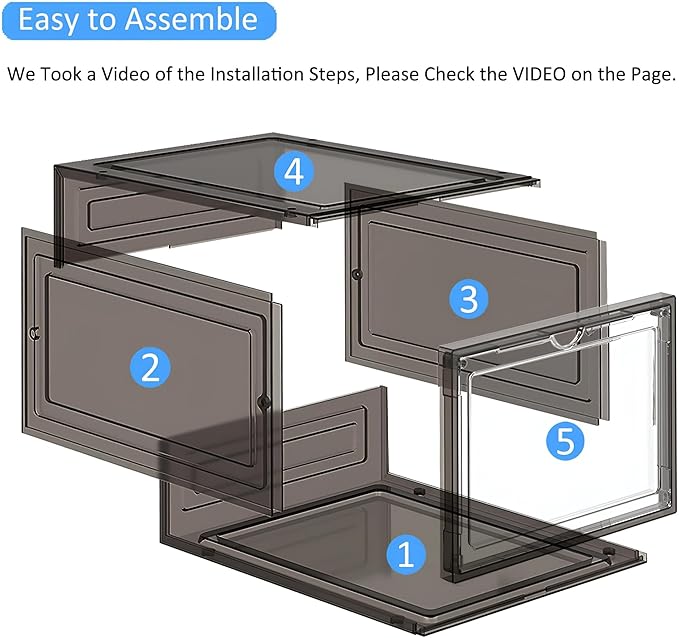 Large Black Shoe Storage Boxes Stackable, 12 Pack Hard Plastic Shoe Storage Organizer with Magnetic Door, Shoe Container Sneaker Storage Display Case Fit up to US Size 13 Black