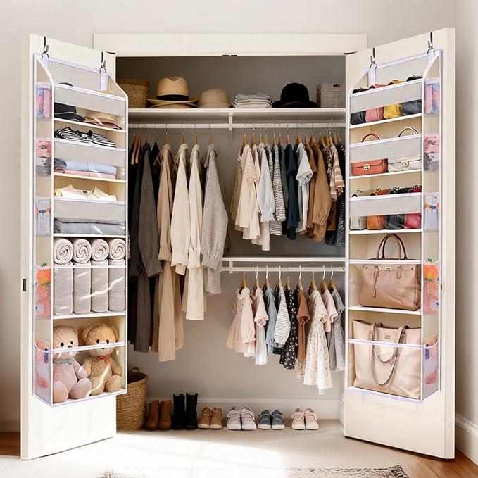 5 Tiers Over the Door Organizer with 10 Mesh Side Pockets