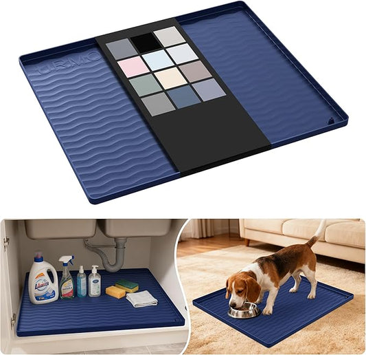 Waterproof Silicone Under Sink Mat 22'' x 19'' Shelf Liner for Kitchen, Navy