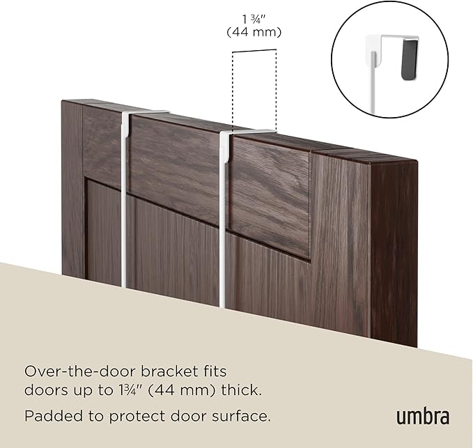 Umbra Estique Over The Door Coat Rack & Multi-Use Organizer, for Coats, Bags, Hats & More, Small, White/Natural