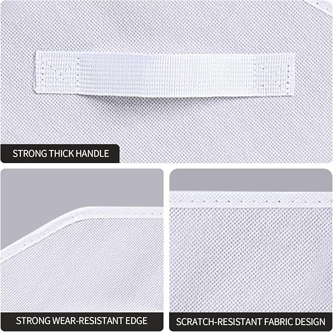 Homsorout Closet Baskets for Shelves Trapezoid - Decorative Storage Baskets with Handle, Closet Bins for Organization, Shelf Storage Bins for Clothes, Books, Home, Office, 4 Pack, White