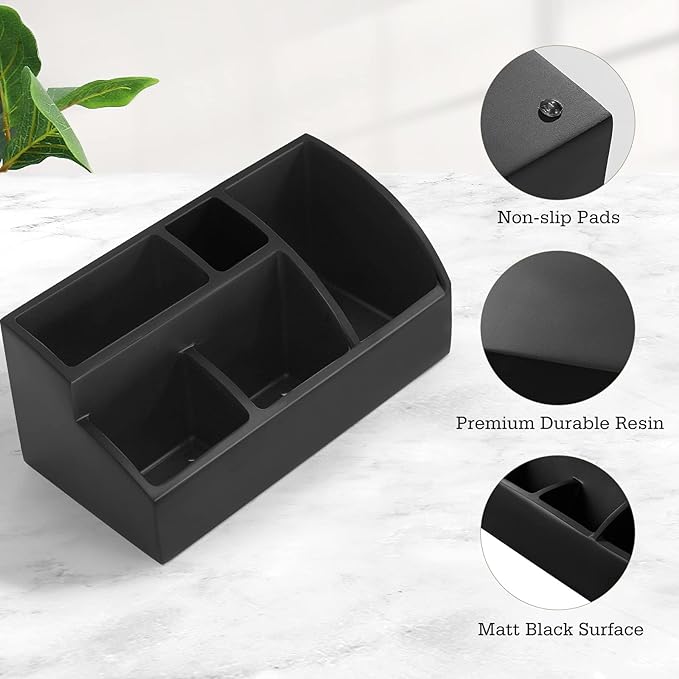 Bathroom Counter Organizer, Toothbrush Holder for Bathroom 5 Slot, Matte Black
