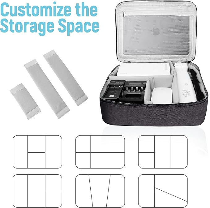 Lcsmaokin Electronics Travel Organizer,Large Double Layer Portable Waterproof Travel Organizer Bag for Charging Cable Storage,Ipad,Power Bank,Hard Drive etc,for Travel,Business,5pcs Cable Ties-Black