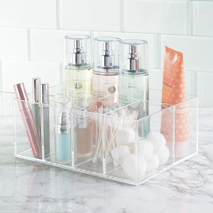 iDesign 5-Section Divided Vanity Organizer for Cosmetic Storage - Clear