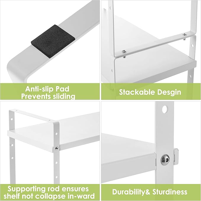 Across-Star Expandable Cabinet Shelf Organizer Rack, Stackable Kitchen Counter Storage Shelves Stand, Adjustable Height Pantry Shelf Spice Rack