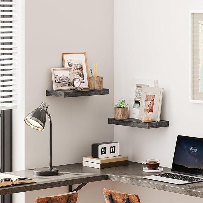 Floating Shelves for Wall, Wall Mounted Shelf Set of 2, Charcoal Gray BC40BJ01