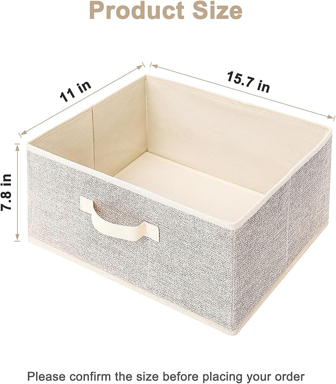 Storage Baskets, 15.7-Inch Woven Fabric Bins, 3PCS/Beige-15.7*11*7.8inch