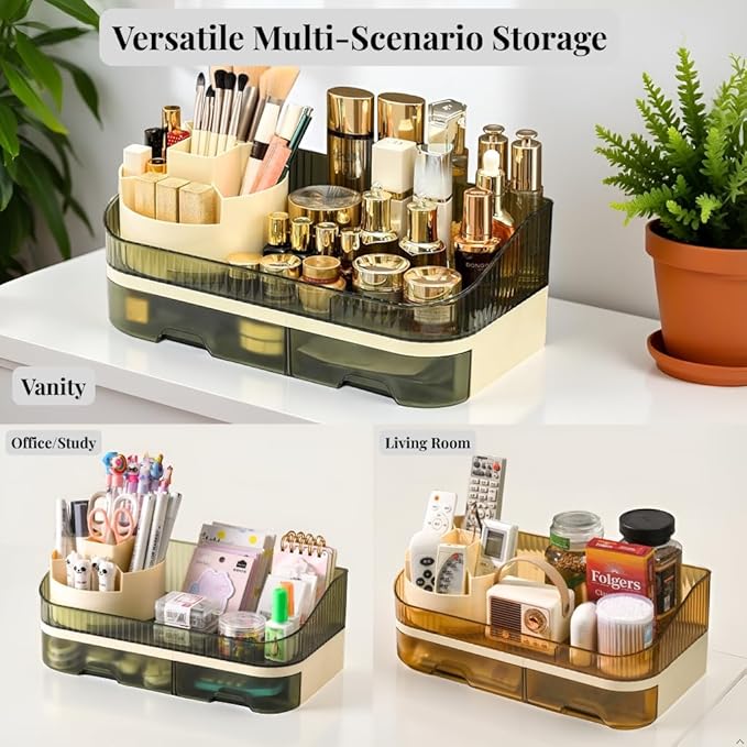 Makeup Organizer with Dual Drawers, Clear Acrylic