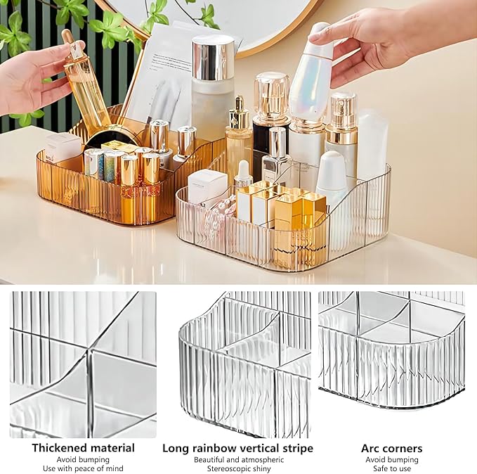 Large Capacity Makeup Brush Holder, 8 Slot Makeup Brush Cup, Clear-XL