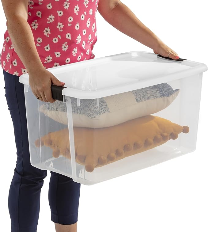 20-Pack Ultra Latching Box, Storage Bins with Lids, Clear Plastic, 70 Quart