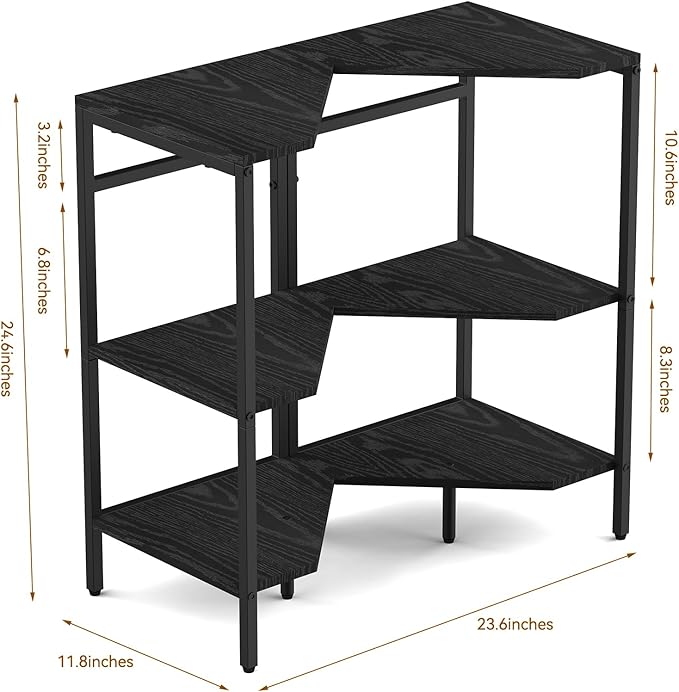CADUKE Under Pedestal Sink Shelf, 2 Pack Under Sink Organizers and Storage, 3-Tier Pedestal Under Sink Storage Bathroom Vanity, Corner Shelf Stand for Bathroom, Kitchen, Living Room, Black