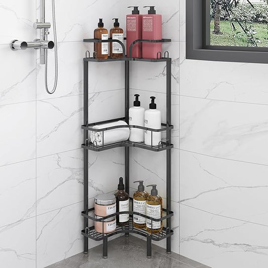 Standing Shower Corner Caddy, Black, 3 Tiers