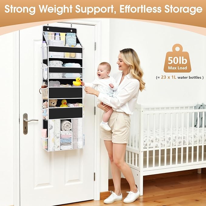 5-Tier Over the Door Organizer for Hanging, 1 Pack, Black