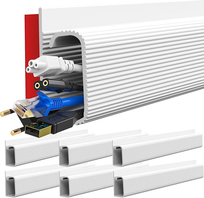 Under Desk Cable Management, 15.7 in Computer Cable Management White