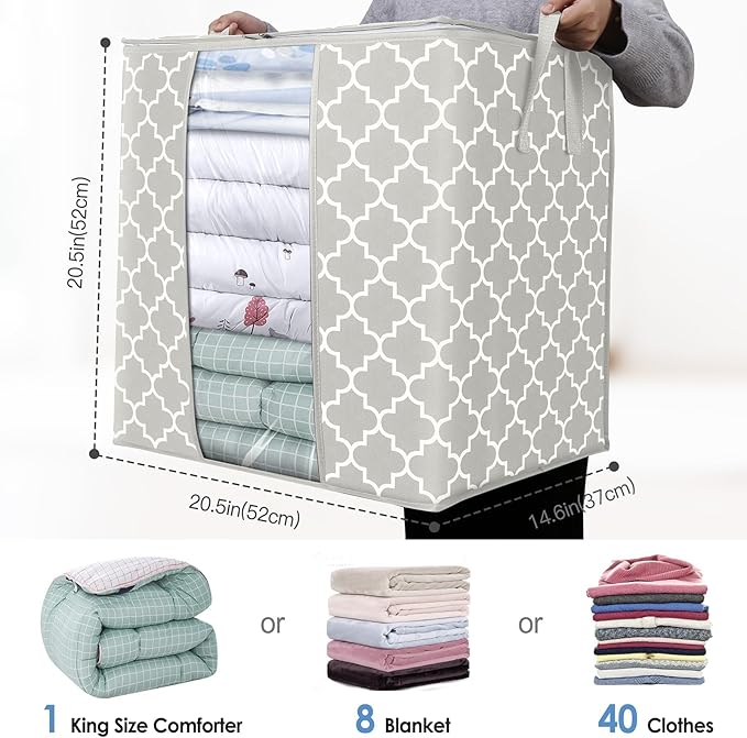 Storage Bags 4 Pack/100L Large Blanket Clothes Organization and Storage, Lvory