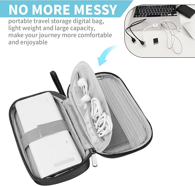 Lcsmaokin Electronics Travel Organizer,Portable Waterproof Electronic Travel Storage Bag for Small Charging Cord Storage,Charger,Small Electronics,SD Card etc,for Travel,Business -Black