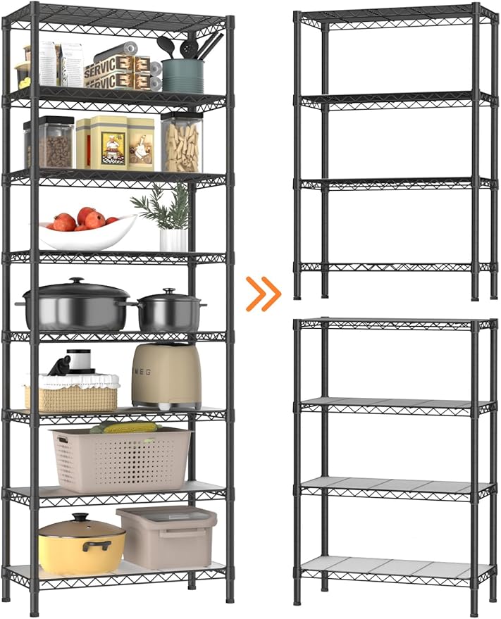 Golpart 8 Tier Adjustable Storage Shelves Heavy Duty Metal Shelf Wire Shelving Unit Organizer Rack for Home Kitchen Office Pantry Room Bathroom Shelving Organizers and Storage Laundry