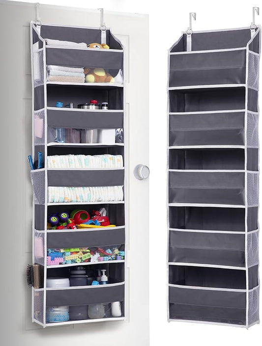 1 Pack Over Door Organizer with 5 Large and 10 Mesh Side Pockets