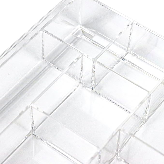 8-Section Clear Drawer Organizer, Large Acrylic Drawer Divider Tray for Desk
