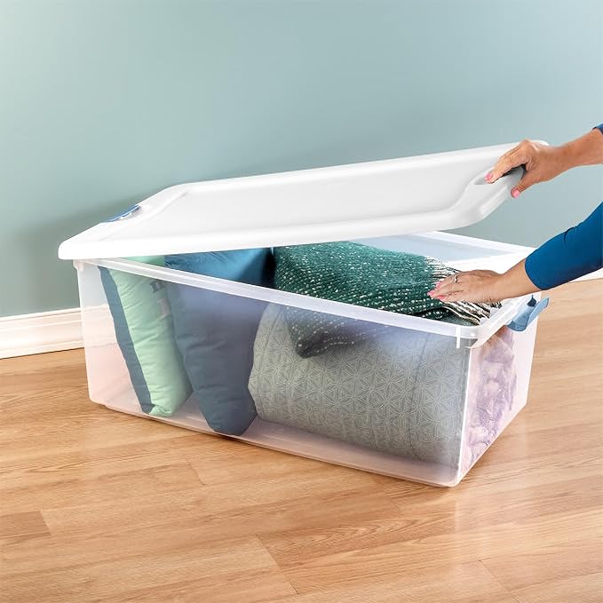 20-Pack Latching Box, Under Bed Storage Bins with Lids, Clear Plastic, 106 Quart