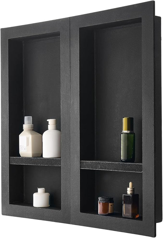 Shower Niche, 16 x 32 inch + 16 x 32 inch Recessed Wall Niche with Movable Shelf