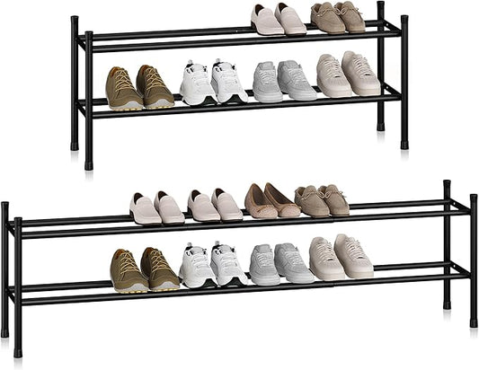 STORAGE MANIAC Long Expandable Shoe Rack, 2 Tiers