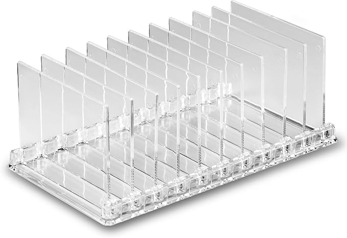 Acrylic Makeup Storage Eyeshadow Palette Organizer w/Removable Dividers 10 Space Display Case Fits Virtually All Blush Powder Pallet Sizes (3)