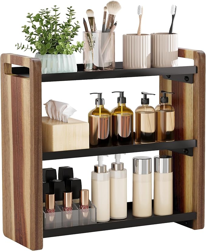 Bathroom Counter Organizer,Bathroom Counter Shelf,Bathroom Organizers,Under Sink Organizer,Cologne Organizer For Men,Cologne Cabinet,Spice Rack Organizer for Cabinet,Gifts(Acacia 3 Tier)