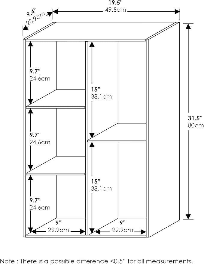 Furinno LUDER Book Shelf, 5-Cube Bookshelf, White/Light Blue