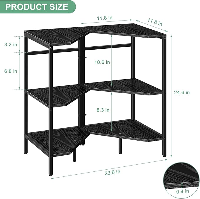 Under Pedestal Sink Shelf 2 Pack Corner Shelf Stand for Bathroom Pedestal Under Sink Storage Rack Under Vanity Storage Organizers Bathroom Storage Corner Shelves Toilet Storage Holder, Black