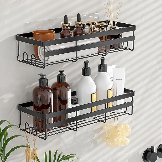 WOWBOX Shower Caddies 6 Pack - Adhesive Hanging Shower Shelf - Bathroom Organizers and Storage, No Drilling Stainless Shower Shelves for Home Decor, Bathroom Accessories (Large)