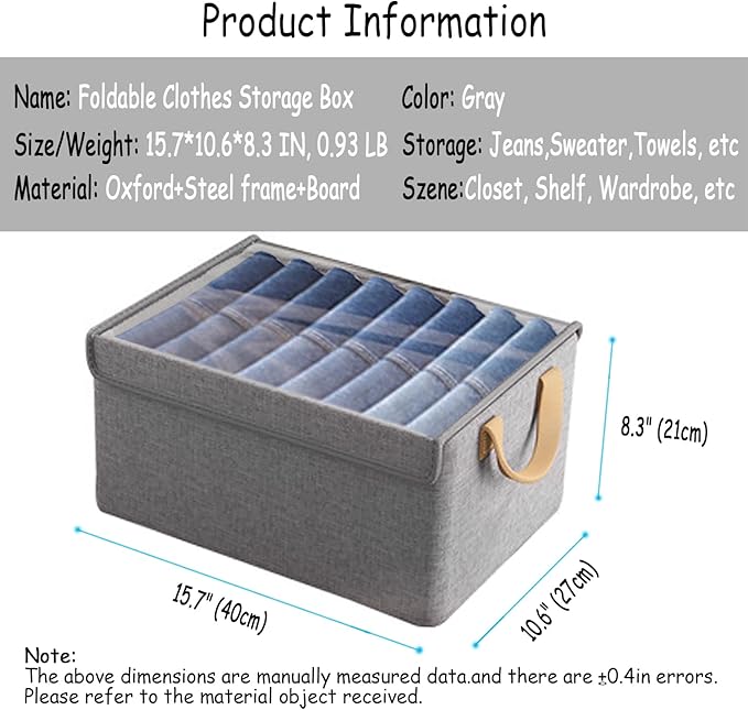 Closet Clothes Organizer Bins 6 Pc, Fabric Box Storage Shelf Bins Stackable