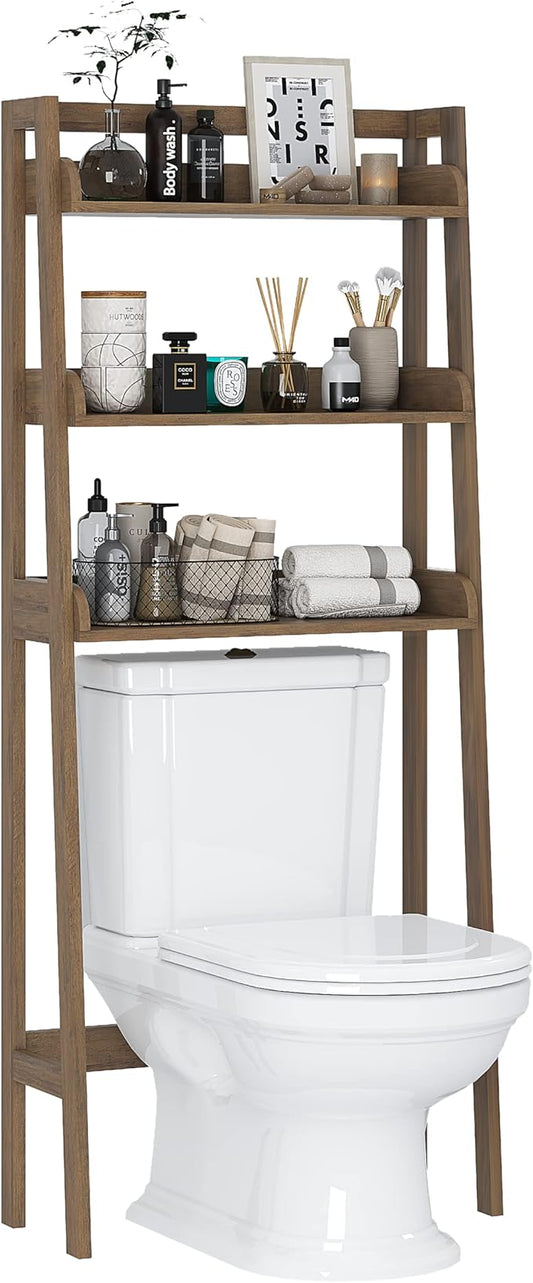 Over The Toilet Storage Shelf, 3-Tier Over Toilet Bathroom Organizer, Wood Grain