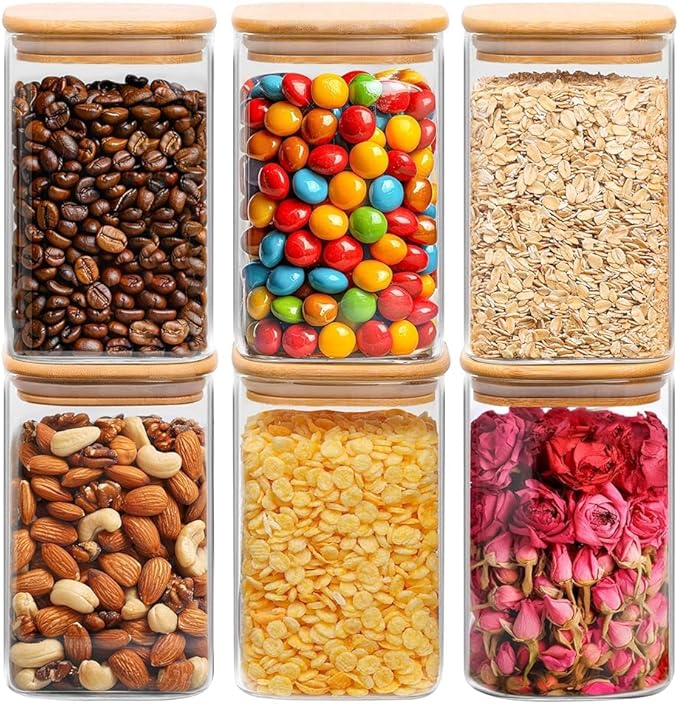 1.2 QT Glass Storage Containers with Lids, Glass Jars with Lids, Clear Food Jar