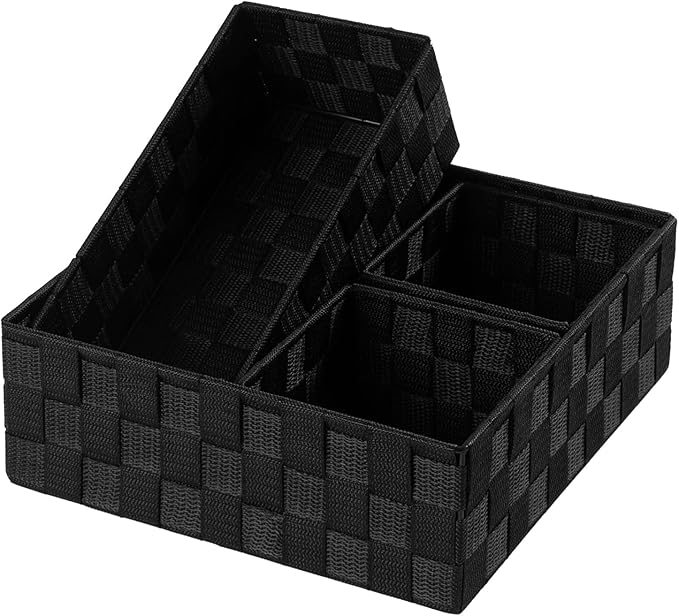 Small Black Baskets Cube Bin Container Tote