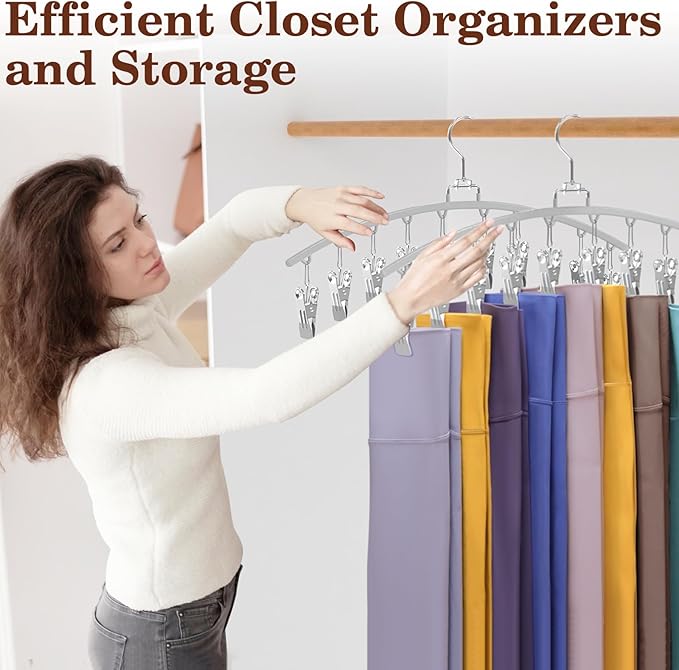 2 Pack Legging Organizer for Closet 360° Swivel, Grey