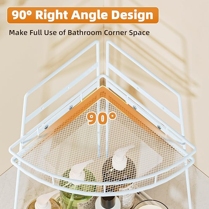2 Tier Corner Bathroom Counter Organizer, White