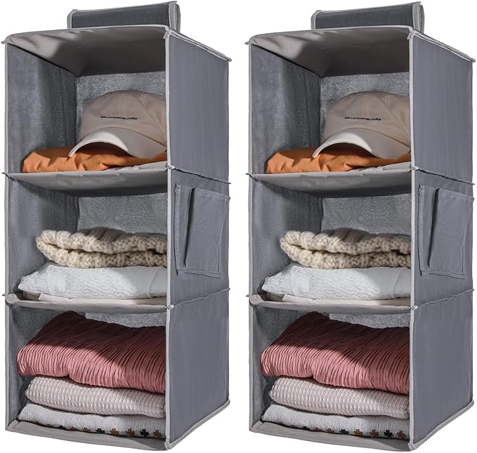 2 Packs Hanging Closet Organizer Stroage, Grey