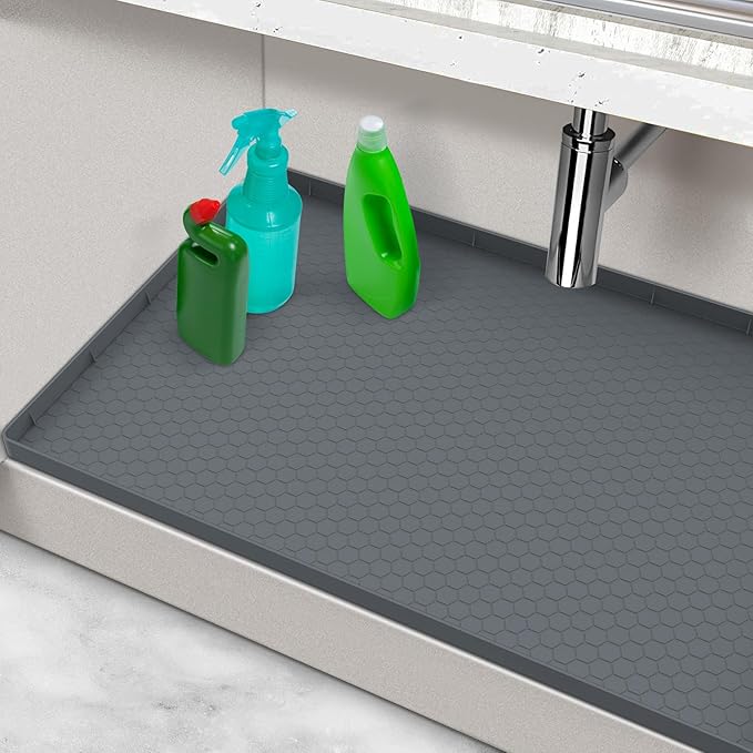 Silicone Under Sink Mat 25 x 19, Waterproof Under The Sink Mat for Kitchen