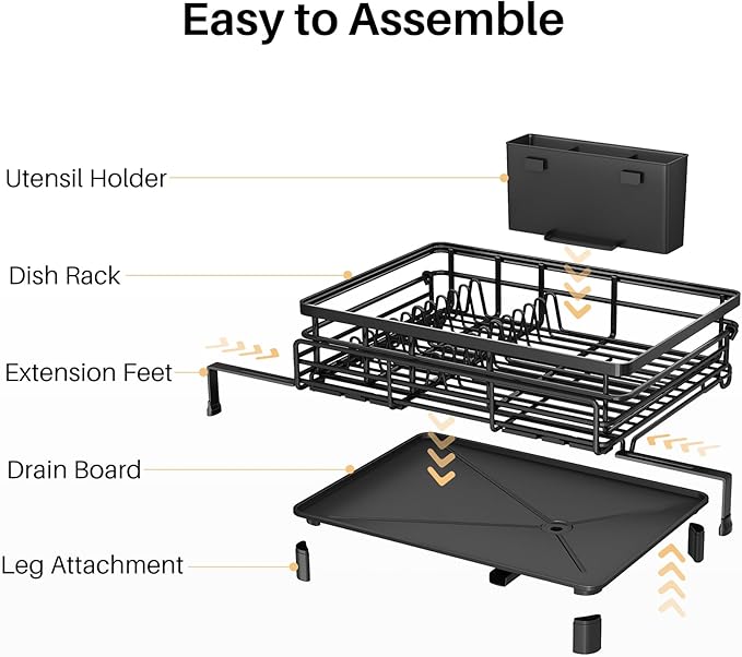 Dish Drying Rack, Extendable Dish Rack, Black