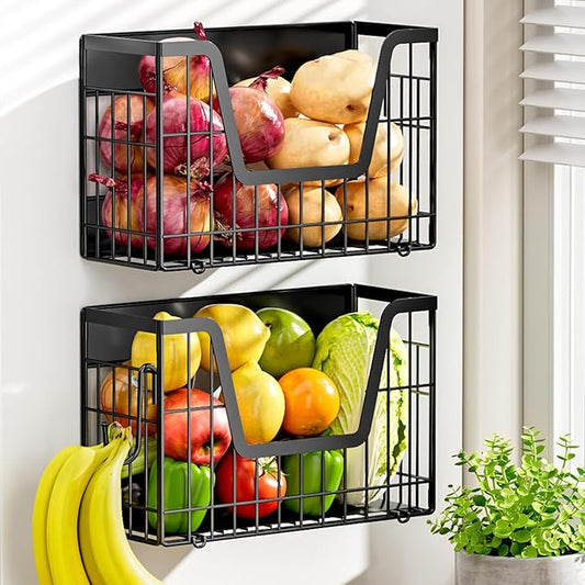 2 Set Magnetic Shelf for Fridge, Potato & Onion Storage Bins