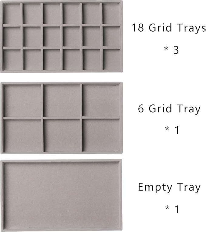 Frebeauty Acrylic Jewelry Organizer Earring Organizer Box with 5 Drawers Earring Holder Organizer with Velvet Trays Clear Jewelry Box for Women Earring Display for Rings Studs(Grey)
