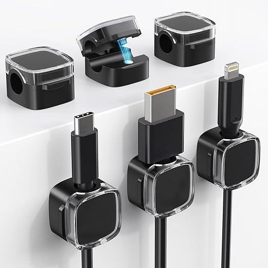 Magnetic Cord Clips, 6 Pack Cord Organizer Holder for Desk Office Accessories