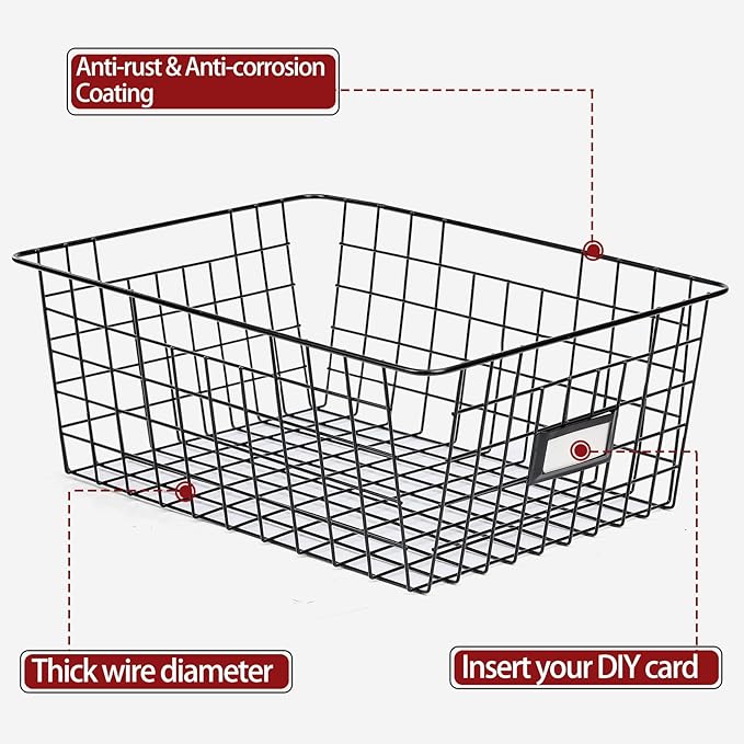 6 Pack Wire Baskets for Pantry Organization and Storage, Kitchen Organizer