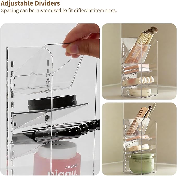 Medicine Cabinet Organizer with Adjustable Dividers, 3-Tier Slant-Gentle Slant