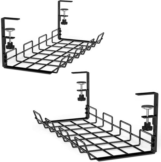 2 Pack 15.7" Under Desk Cable Management Tray