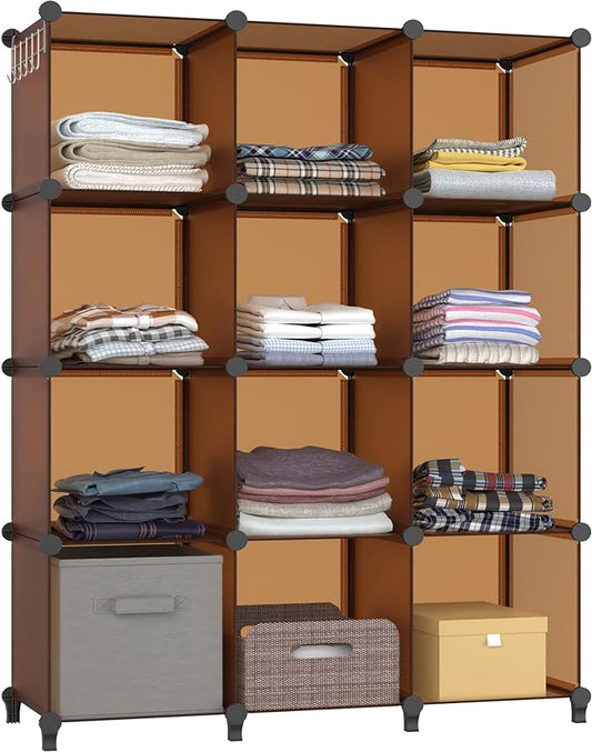 Closet Organizer, 12-Cube Closet Organizers and Storage, Brown