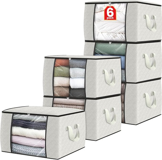 Fab totes 6 Pack Clothes Storage, Ivory White